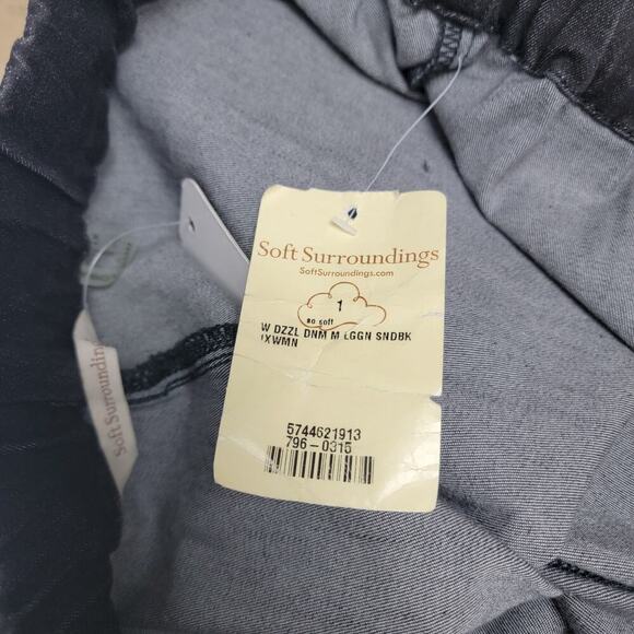 NWT Soft Surroundings Elastic Waist Denim Legging Pants 1x Sparkly Cuffs 525 - Picture 6 of 7